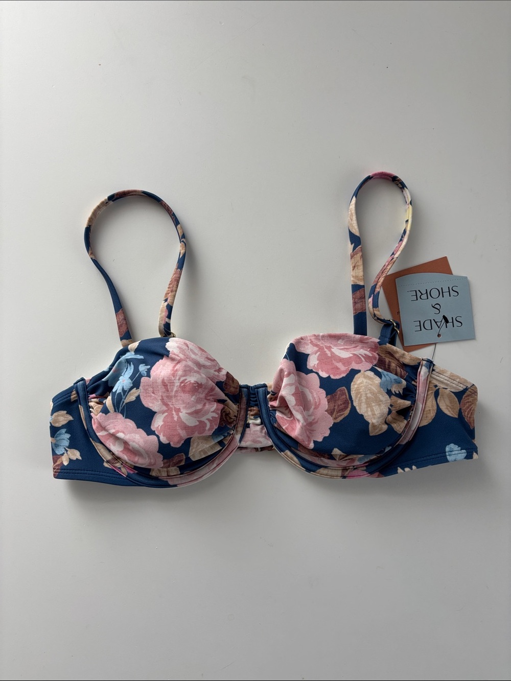 🆕 SHADE & SHORE | Floral Print Shirred Balconette Underwire Bikini Top